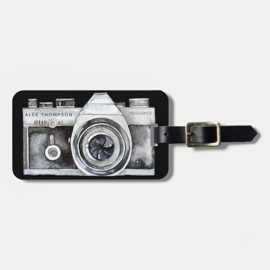 Waterverf camera professionele fotograaf Busine Bagagelabel (Voorkant horizontaal)