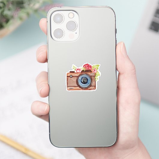 waterverf camera sticker (Telefoon)