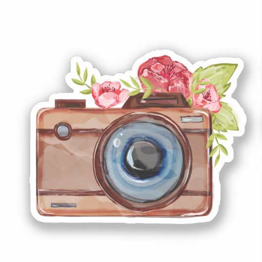 waterverf camera sticker (Voorkant)