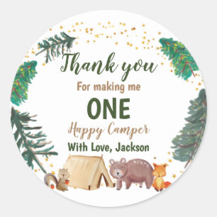 Waterverf Camper 1e verjaardag Dank je wel Ronde Sticker