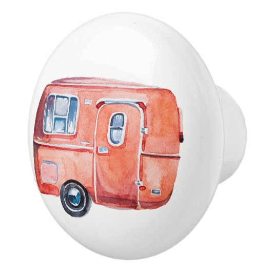 Waterverf  Camper Trailer Knob Pull v. 1 Keramische Knop (Rechts)