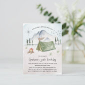 Waterverf Camping Birthday Party Briefkaart (Staand voorkant)