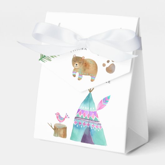 Waterverf Camping Birthday Party Hartelijk dank Bedankdoosjes (Voorkant Zijde)