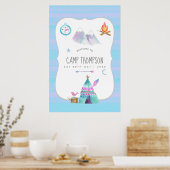 Waterverf Camping Birthday Party Welkom Poster (Keuken)