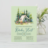 Waterverf Camping, Tent, Buiten, Vrijgezellenfeest Kaart (Staand voorkant)