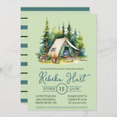 Waterverf Camping, Tent, Buiten, Vrijgezellenfeest Kaart (Voorkant / Achterkant)