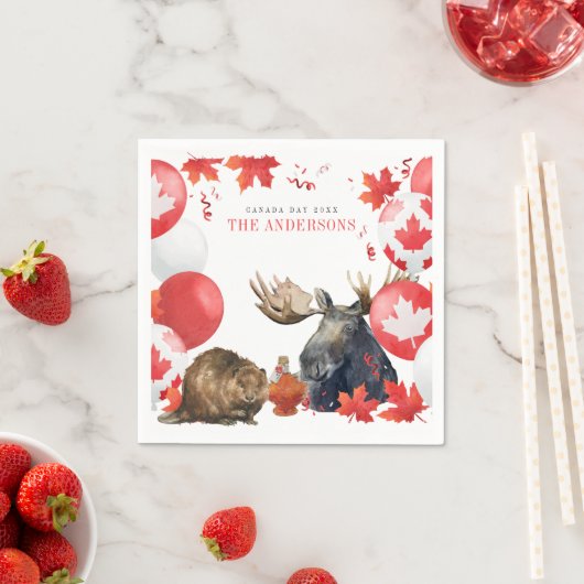 Waterverf Canada Dag BBQ Zomerfeest Servet (Insitu)