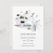 Waterverf Canada Destination Wedding Save The Date (Voorkant / Achterkant)