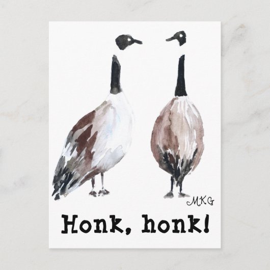 Waterverf Canada Geese Honk Honk Briefkaart (Voorkant)
