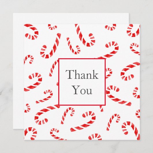 Waterverf Candy Cane Pattern Bedankkaart (Voorkant / Achterkant)