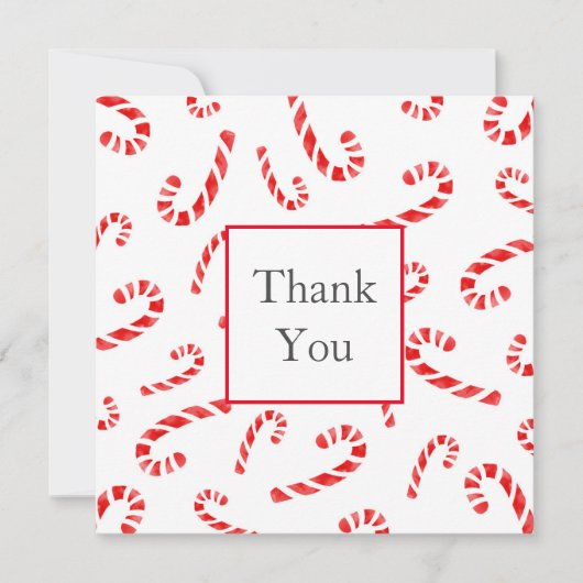 Waterverf Candy Cane Pattern Bedankkaart (Voorkant)
