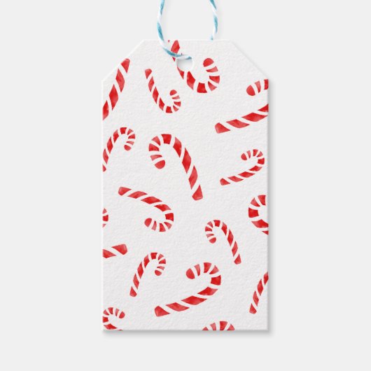 Waterverf Candy Cane Pattern Cadeaulabel (Voorkant)