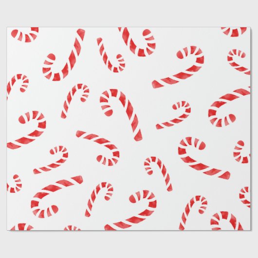 Waterverf Candy Cane Pattern Cadeaupapier (Vlak)