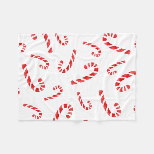 Waterverf Candy Cane Pattern Fleece Deken (Voorkant (Horizontaal))