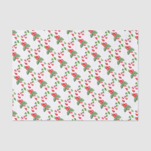 Waterverf Candy Cane Pattern - Kerstmis Tissuepapier (Voorkant)
