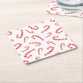 Waterverf Candy Cane Pattern Vierkante Kartonnen Onderzetter (Schuin)