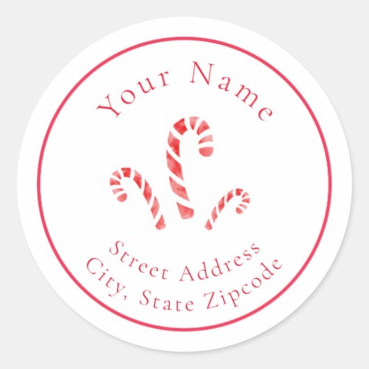 Waterverf Candy Canes Label (Voorkant)