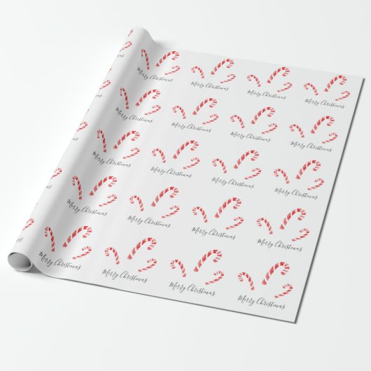 Waterverf Candy Canes Pattern Cadeaupapier (Uitgerold)