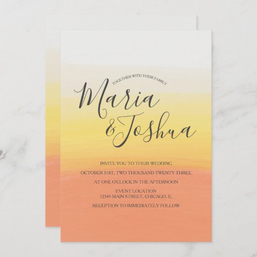 Waterverf Candy Corn Halloween OMBRÈ Wedding Kaart (Voorkant / Achterkant)