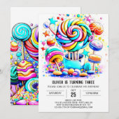 Waterverf Candyland bewerkbare verjaardag Kaart (Voorkant / Achterkant)