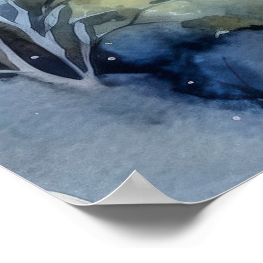 Waterverf Canyon Landschap met River en Cliffs Poster (Hoek)