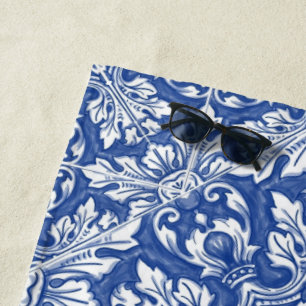 Waterverf Capri Maiolica Blauwe Portugese Azulejos Strandlaken
