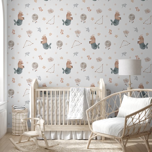 Waterverf Capricorn Zodiac Nursery Behang (Kinderen)