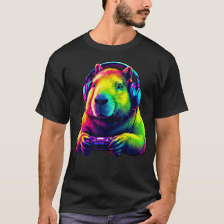 Waterverf Capybara Grappige Videospellen Capybara  T-shirt