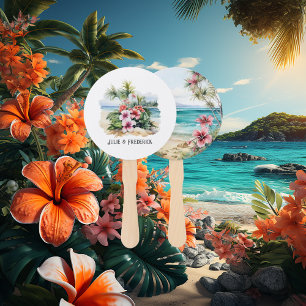 Waterverf Caraïben Bestemming Bruiloft Handwaaier