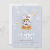 Waterverf Carousel Snow Wereldbol Kerstfeest Kaart (Voorkant)