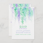 Waterverf cascaderende groene paarse huwelijks- RS Kaart (Voorkant / Achterkant)