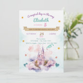 Waterverf Castle Clouds Sterren Verjaardag Kaart (Staand voorkant)