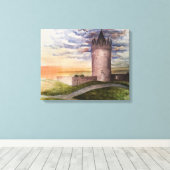 Waterverf Castle, Doolin, Co. Clare Canvas Afdruk (Insitu (Houten vloer))