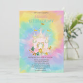 Waterverf Castle Flowers Tie Dye Birthday Kaart (Staand voorkant)