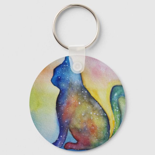 Waterverf Cat Art sleutelhanger (Voorkant)