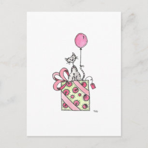Waterverf Cat Birthday Cadeau Briefkaart