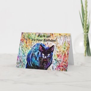 Waterverf Cat Funny Puns Birthday Kaart