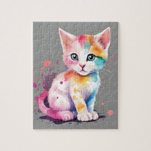 Waterverf Cat Legpuzzel (Verticaal)