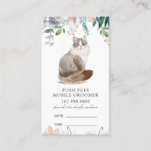 Waterverf Cat Mobile Pet Groomer Afsprakenkaartje