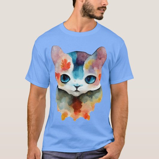 Waterverf cat retro t-shirt (Voorkant)