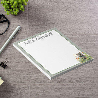 Waterverf Cat Sage Personaliseer vanaf het bureau Notitieblok