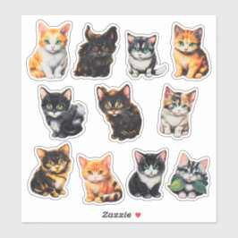 Waterverf Cat Scrapbook Stationery Sticker