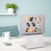 Waterverf Cat Scrapbook Stationery Sticker (Laptop op bureau)
