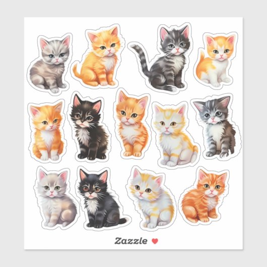 Waterverf Cat Scrapbook Stationery Sticker (Vel)