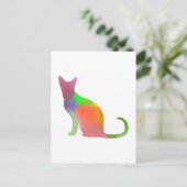 Waterverf Cat Silhouette Briefkaart (Staand voorkant)