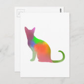 Waterverf Cat Silhouette Briefkaart (Voorkant / Achterkant)