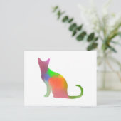 Waterverf Cat Silhouette Briefkaart (Staand voorkant)