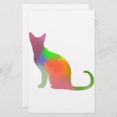 Waterverf Cat Silhouette Briefpapier (Voorkant / Achterkant)