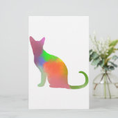 Waterverf Cat Silhouette Briefpapier (Staand voorkant)
