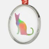 Waterverf Cat Silhouette Metalen Ornament (Links)